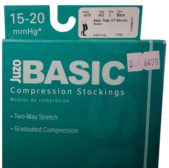 Juzo Basic Compression Stockings 15-20 mmHg Thigh High Size II Black — NIB - Picture 2 of 5